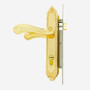 KHÓA SIÊU BỀN ĐỒNG MẠ VÀNG TAY LƯỢN HOA SEN ĐƠN ĐIỂM