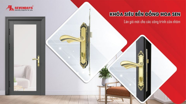 Khóa Siêu Bền Đồng Hoa Sen Cafe Tay Lượn Sevendays