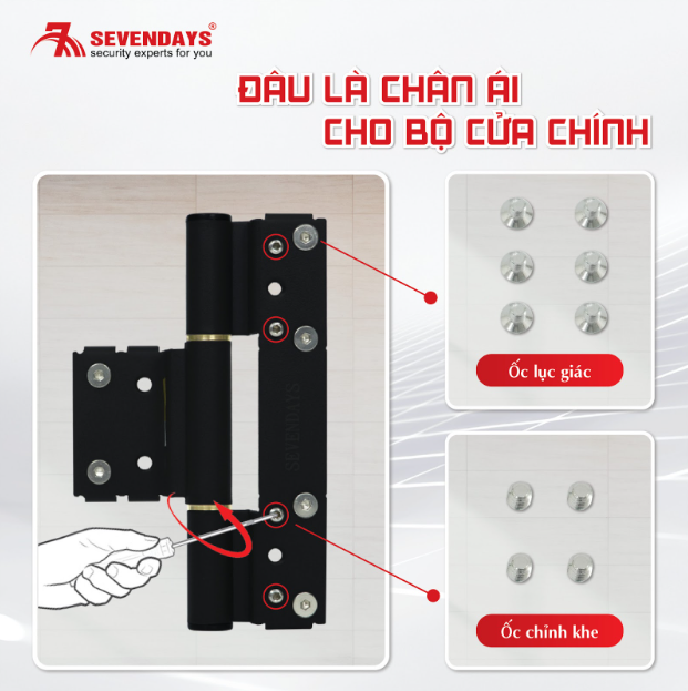Ốc chí chính khe có công dụng gì với bản lề lá Sevendays?