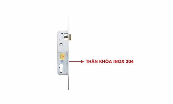 Thân khóa inox giúp khóa hoạt động êm ái, bền bỉ