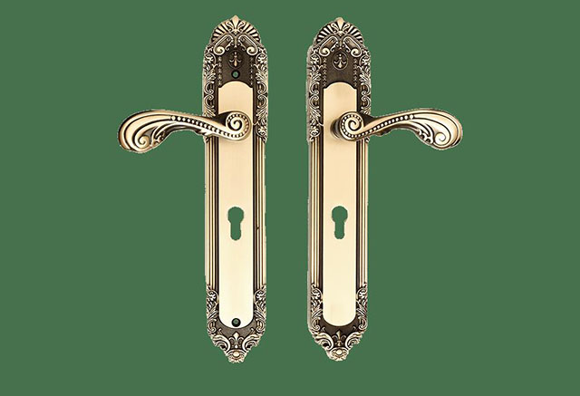 Khóa đồng rêu tay cong thông phòng