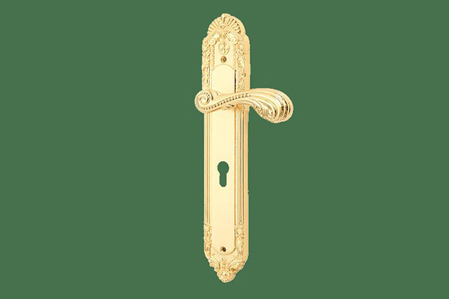 Khóa đồng vàng 24K tay cong đại sảnh