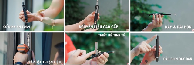 Chốt bật A55 và Xingfa thể hiện rõ tính ứng dụng và thẩm mỹ từng dòng sản phẩm.