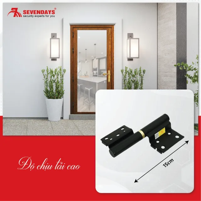 Bản lề cối cửa nhôm – Giải pháp bền đẹp cho công trình cao cấp Cửa nhôm Xingfa cao cấp lắp bản lề cối Sevendays chịu tải tốt, vận hành êm ái