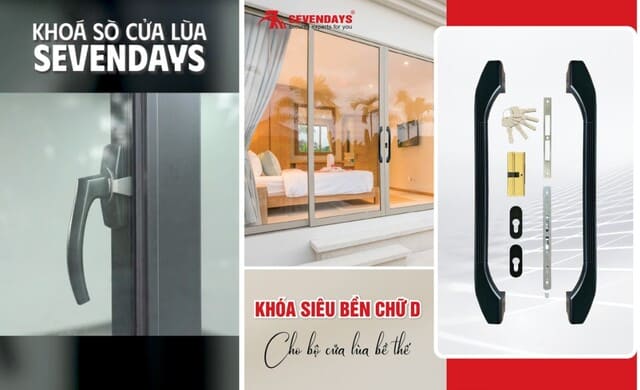 Khoá cửa nhôm lùa cao cấp Sevendays – Giải pháp chính hãng cho đại lý & dự án Khoá cửa đi lùa nhôm hệ Xingfa và khoá cửa sổ lùa nhôm Sevendays