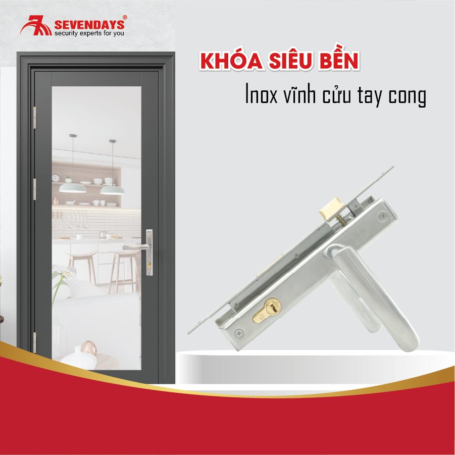 Thay ổ khoá cửa nhôm chuẩn Ổ khoá cửa nhôm inox tay gạt bền đẹp bảo hành 24 tháng