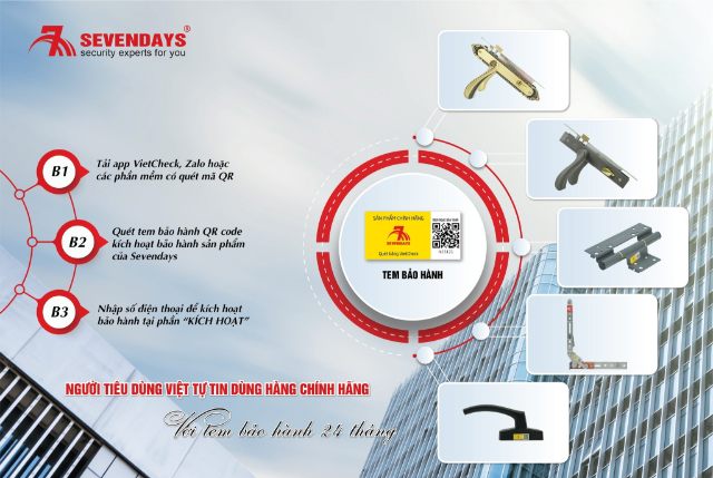 Các loại phụ kiện cửa nhôm phổ biến trên thị trường năm 2025 Phụ kiện cửa nhôm chính hãng có tem bảo hành rõ nét
