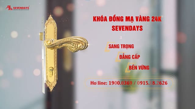 Khóa đa điểm cửa nhôm Sevendays – Giải pháp siêu bền, sang trọng Khóa đa điểm cửa nhôm đồng mạ vàng 24K tay lượn hoa sen Sevendays