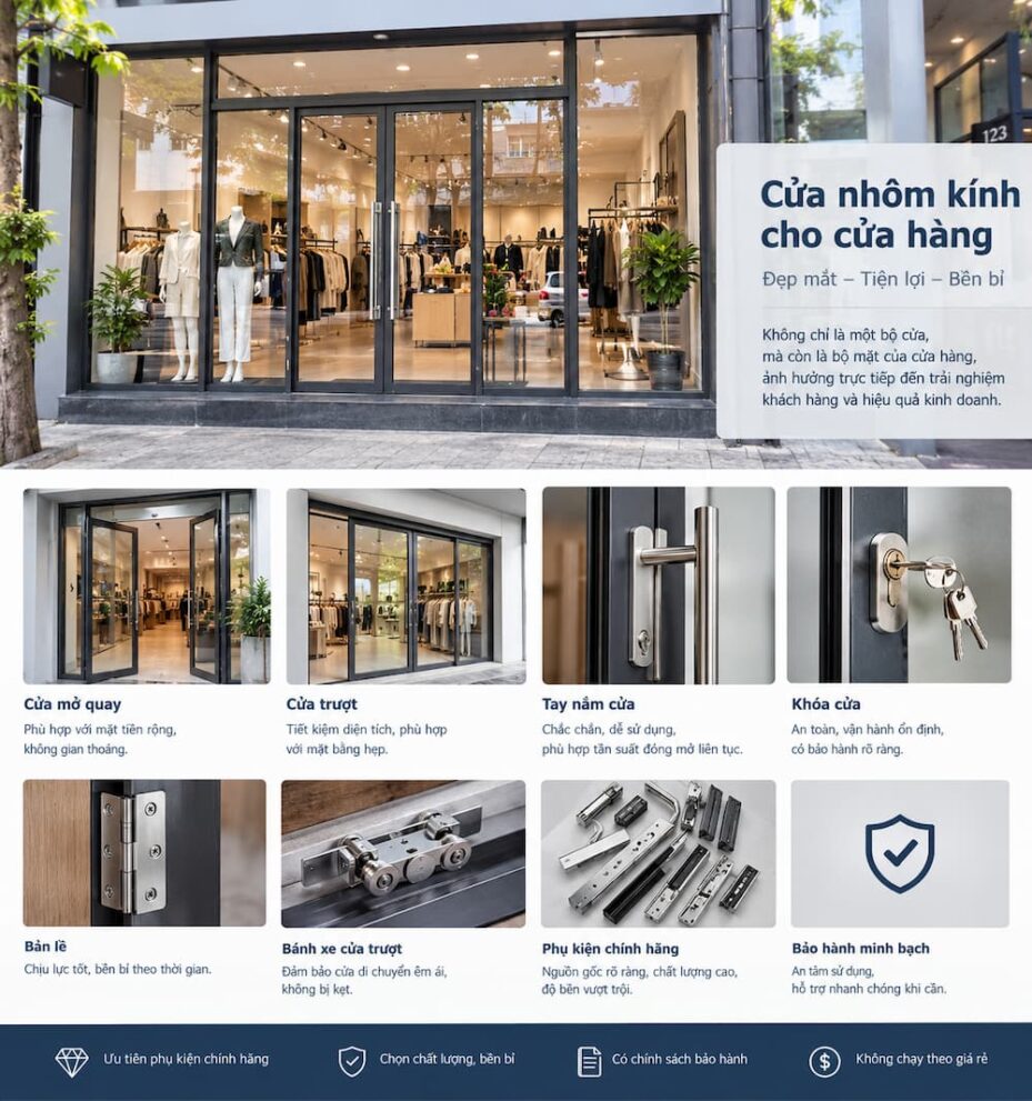Chọn Cửa Nhôm Kính Cho Cửa Hàng Kinh Doanh Mặt Phố